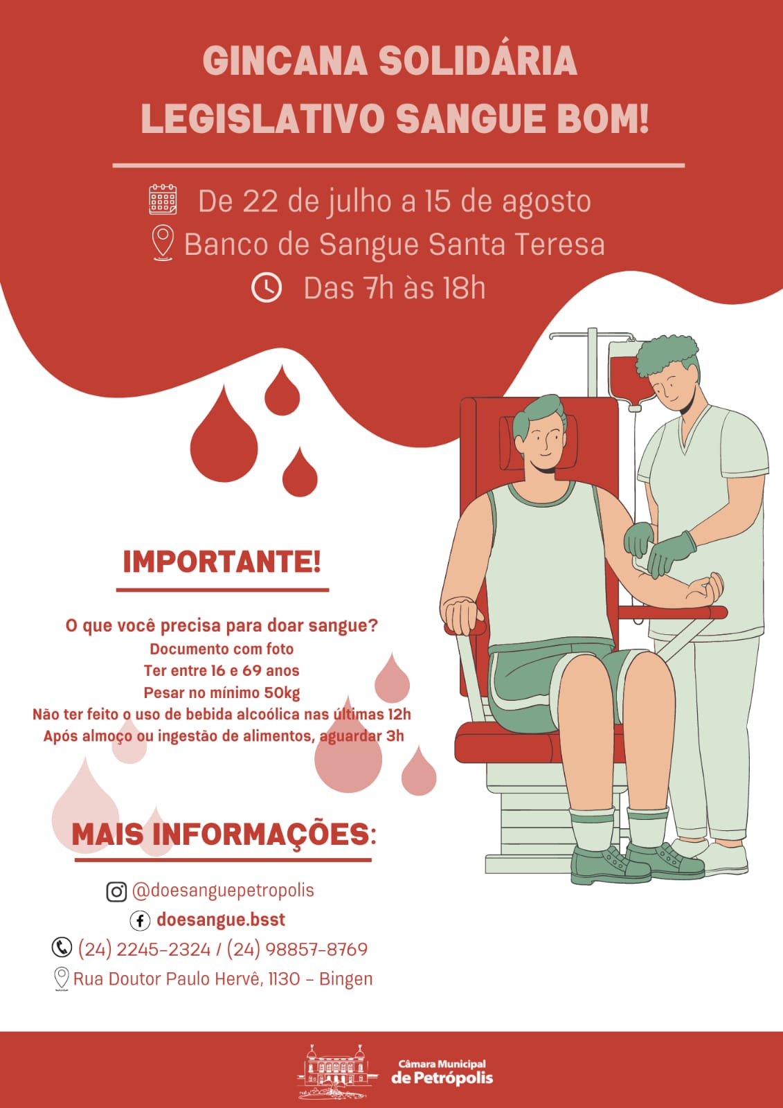 Câmara Municipal promove 2ª edição da Gincana Solidária de Doação de Sangue