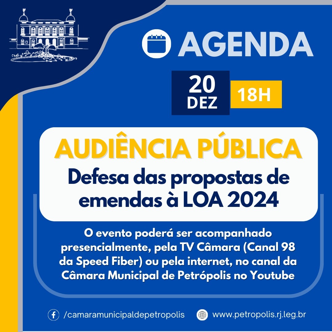 Câmara Municipal promove audiência pública para defesa das propostas de emendas à LOA 2024