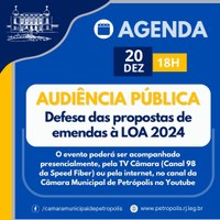 Câmara Municipal promove audiência pública para defesa das propostas de emendas à LOA 2024