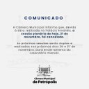 Nota - Cancelamento da Sessão (21/11) Nota - Cancelamento da Sessão (21/11)